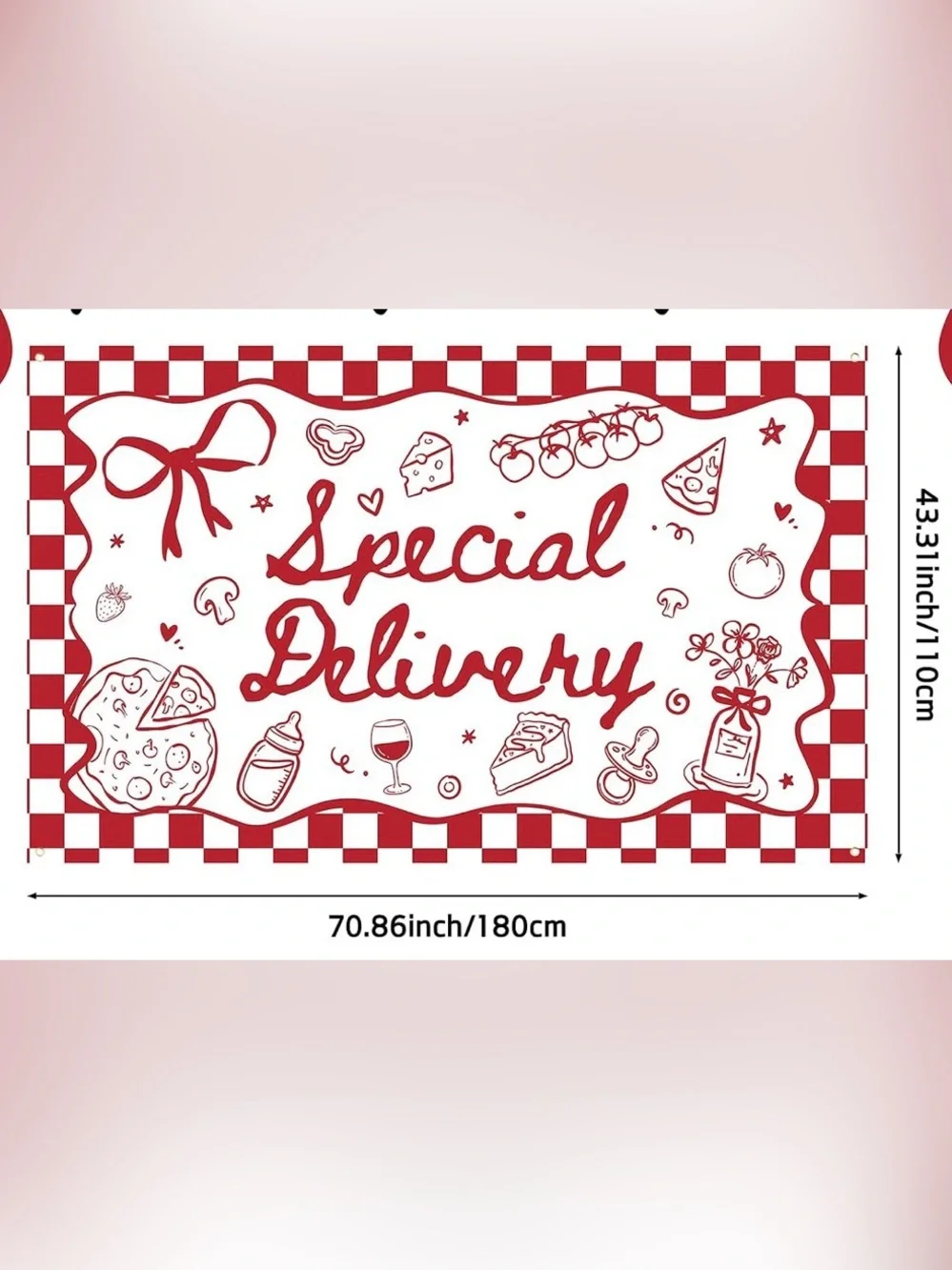 Special Delivery Red and Green Pizza Baby Shower Banner